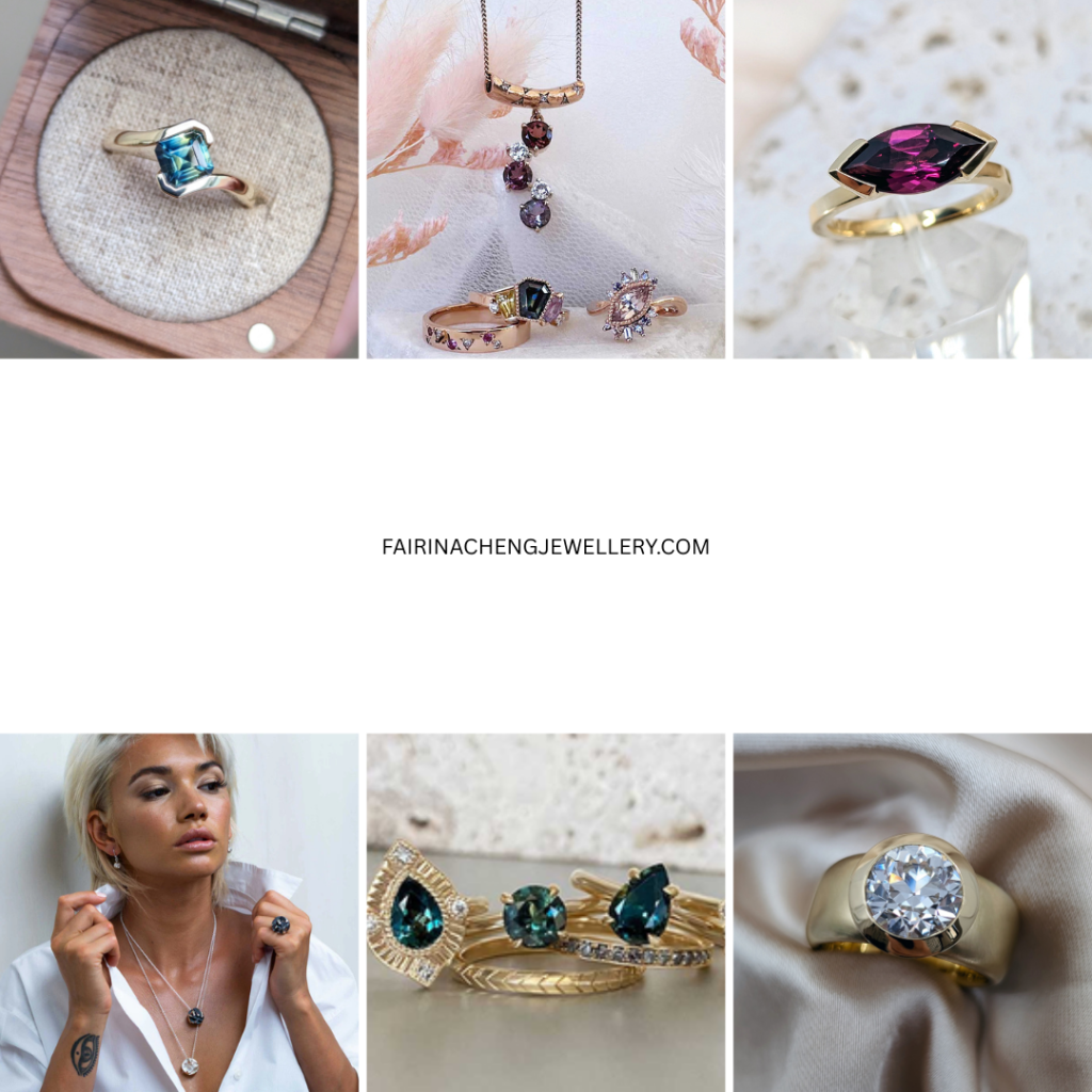 Fairina Cheng custom engagement ring collage